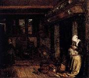 Esaias Boursse Dutch Interior with Woman Sewing Spain oil painting artist